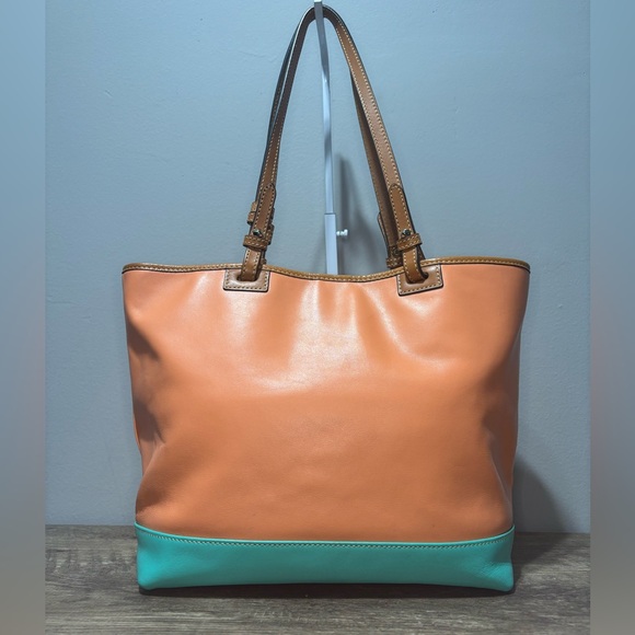 Dooney & Bourke Coral & Aqua Leather Tote - Picture 7 of 16